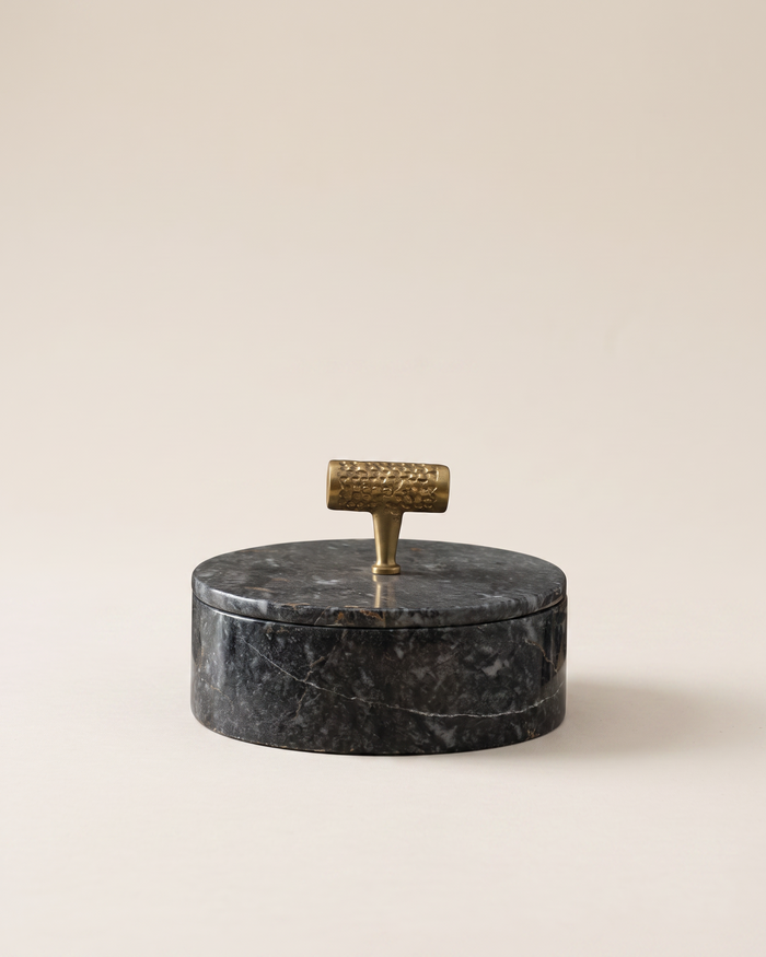 Textured T-Bar Flat Black Marble Jar