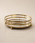 Three-Tier Round Mirrored Brass Tray, Gold (One Piece)