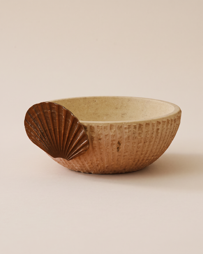 Travertine Bowl with Bronze Shell (One Piece)