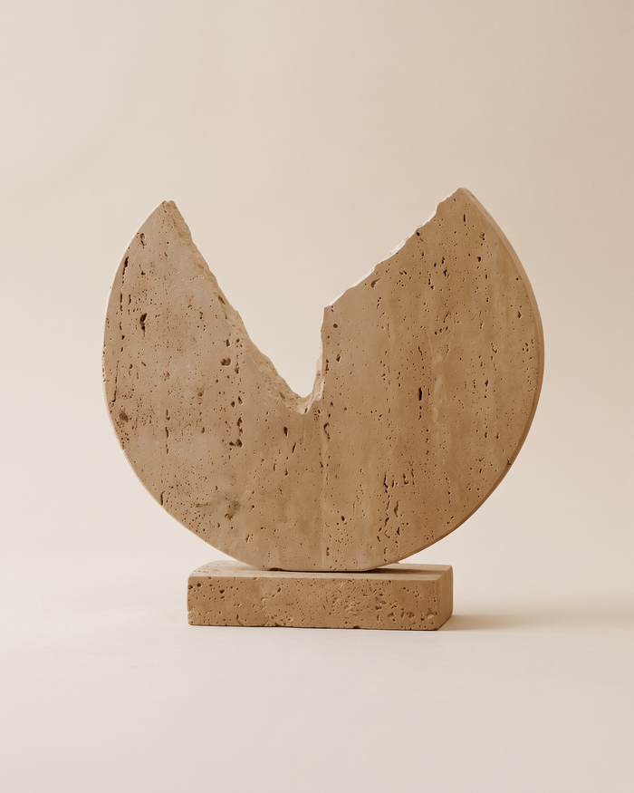 Travertine Broken Disc Sculpture (One Piece)