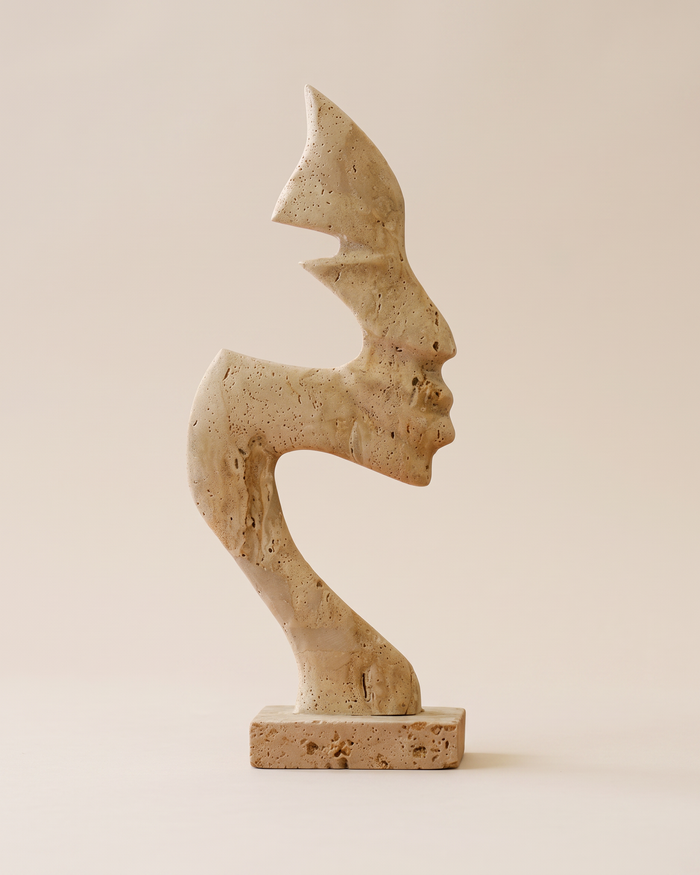 Abstract Face Travertine Sculpture (One Piece)