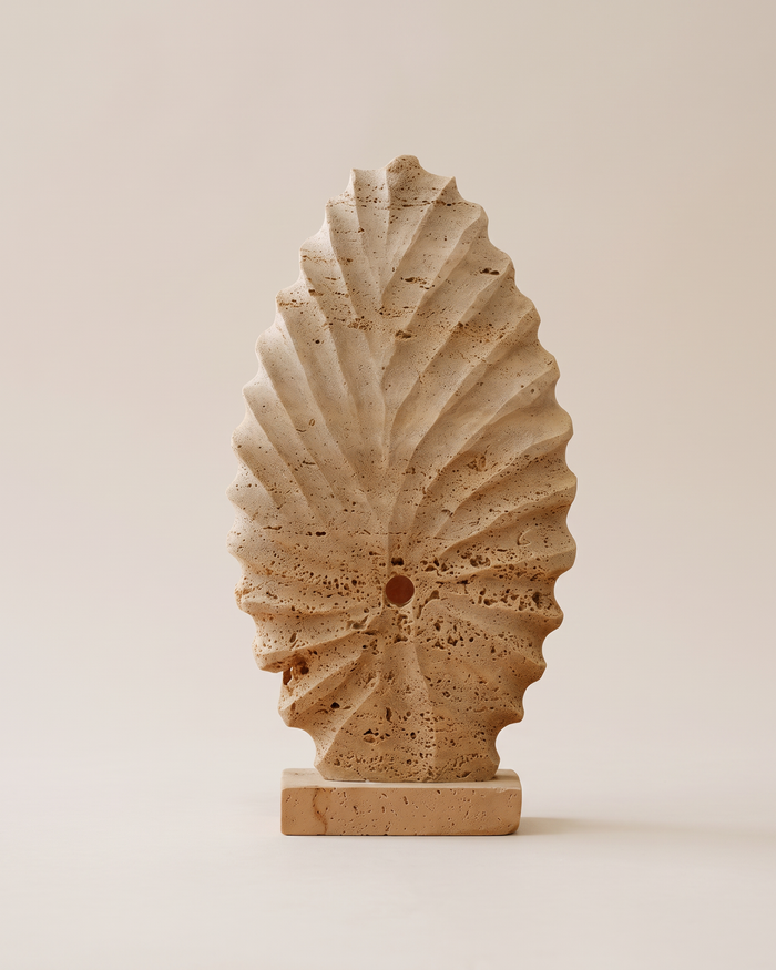 Travertine Herringbone Sculpture (One Piece)