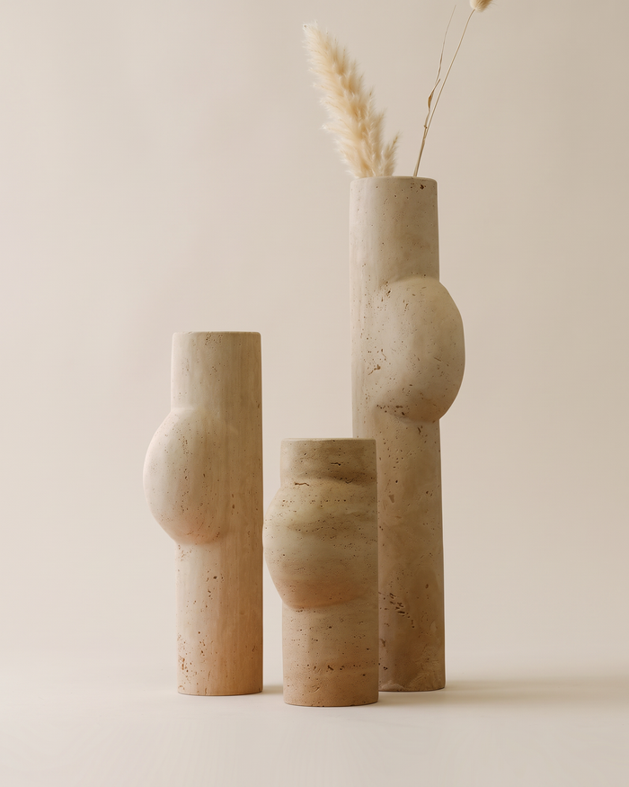 Travertine Sculptural Vases (Set of 3)