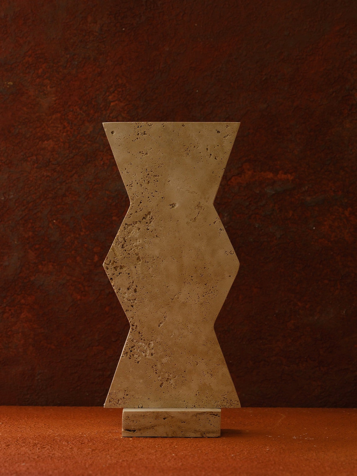 Travertine Sculpture Beige & Zigzag Geometric Form for Interior Display - Alfiq's Store