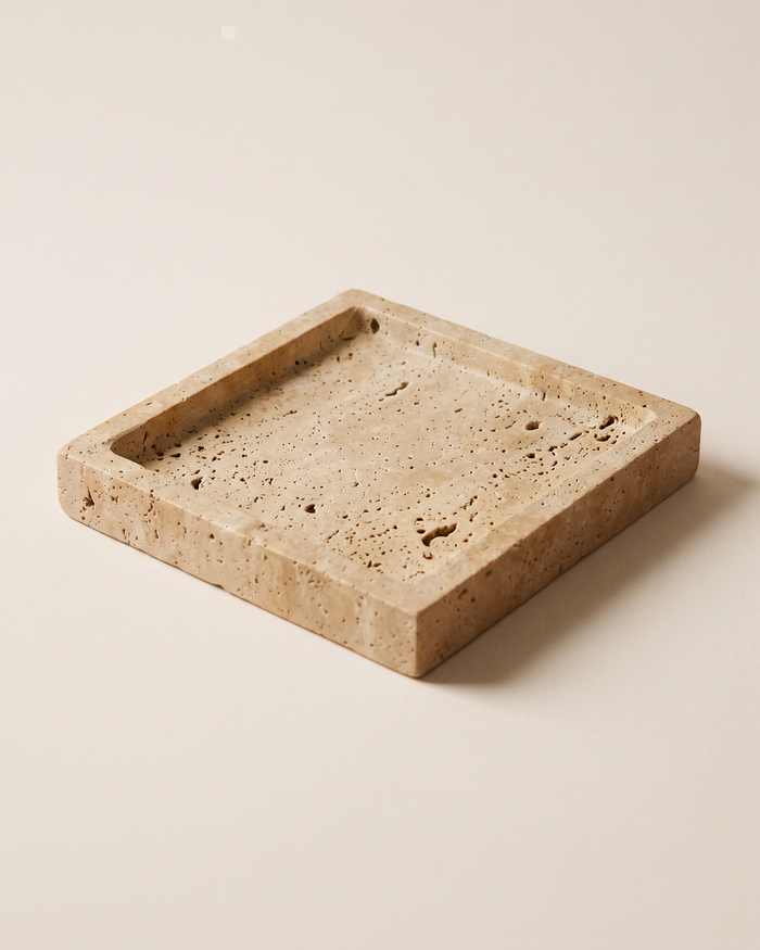 Square Travertine Tray (One Piece)