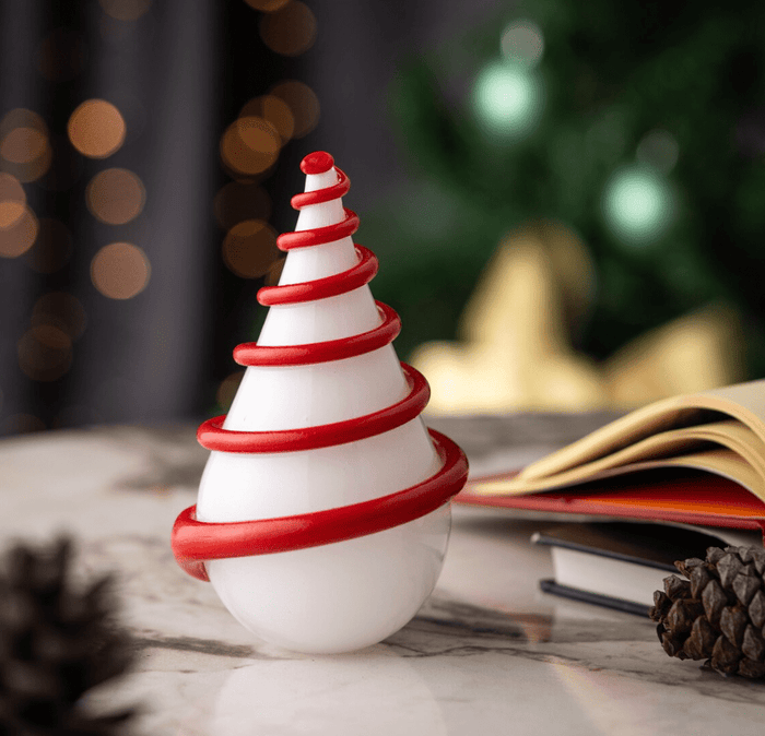 Hand-Blown Glass Christmas Tree Sculpture – Forest Spiral Design