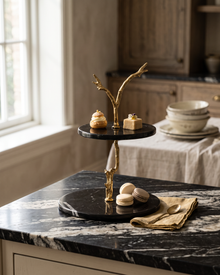 Two-Tier Marble Stand with Gold Branch (One Piece)