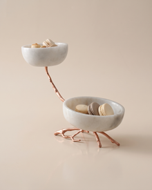 Two-Tier Marble Serving Bowls with Branch Base (One Piece)