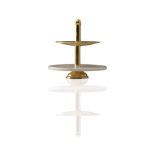 Two - Tier White Marble Serving Stand With Gold Finish - Alfiq's Store