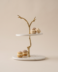 Two-Tier Marble Stand with Gold Branch (One Piece)