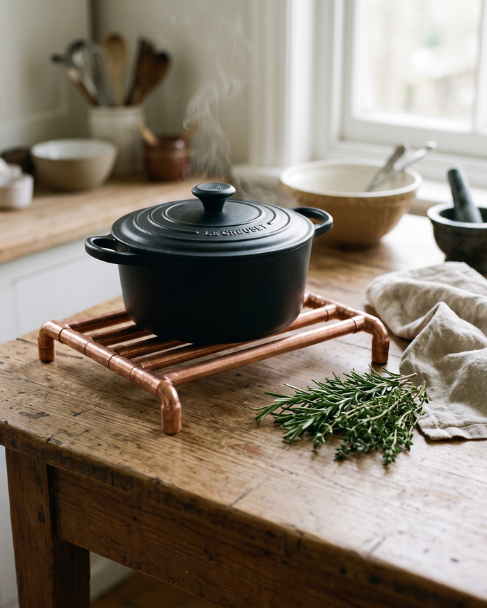 Trivet for Hot Pots & Pans – 100% Solid Copper, Handcrafted, 200 x 150 mm