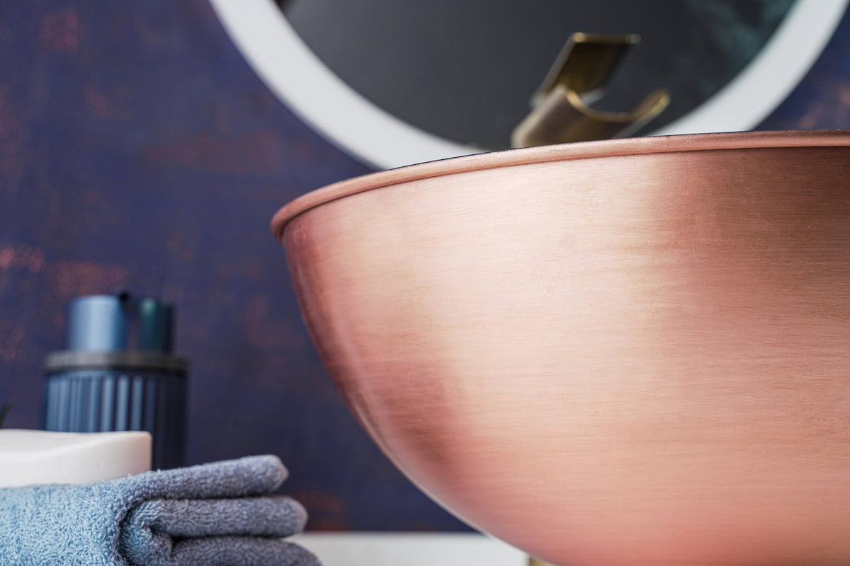 Handmade Blue Copper Bathroom Vessel Sink – Solid Copper with Drain Cap Included - Alfiq's Store