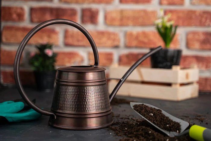 Handmade Solid Dark Copper Watering Can – 2000 ml Long Spout