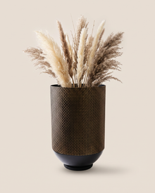 Woven Planter Large - styled with dried pampas stems, ivory studio background