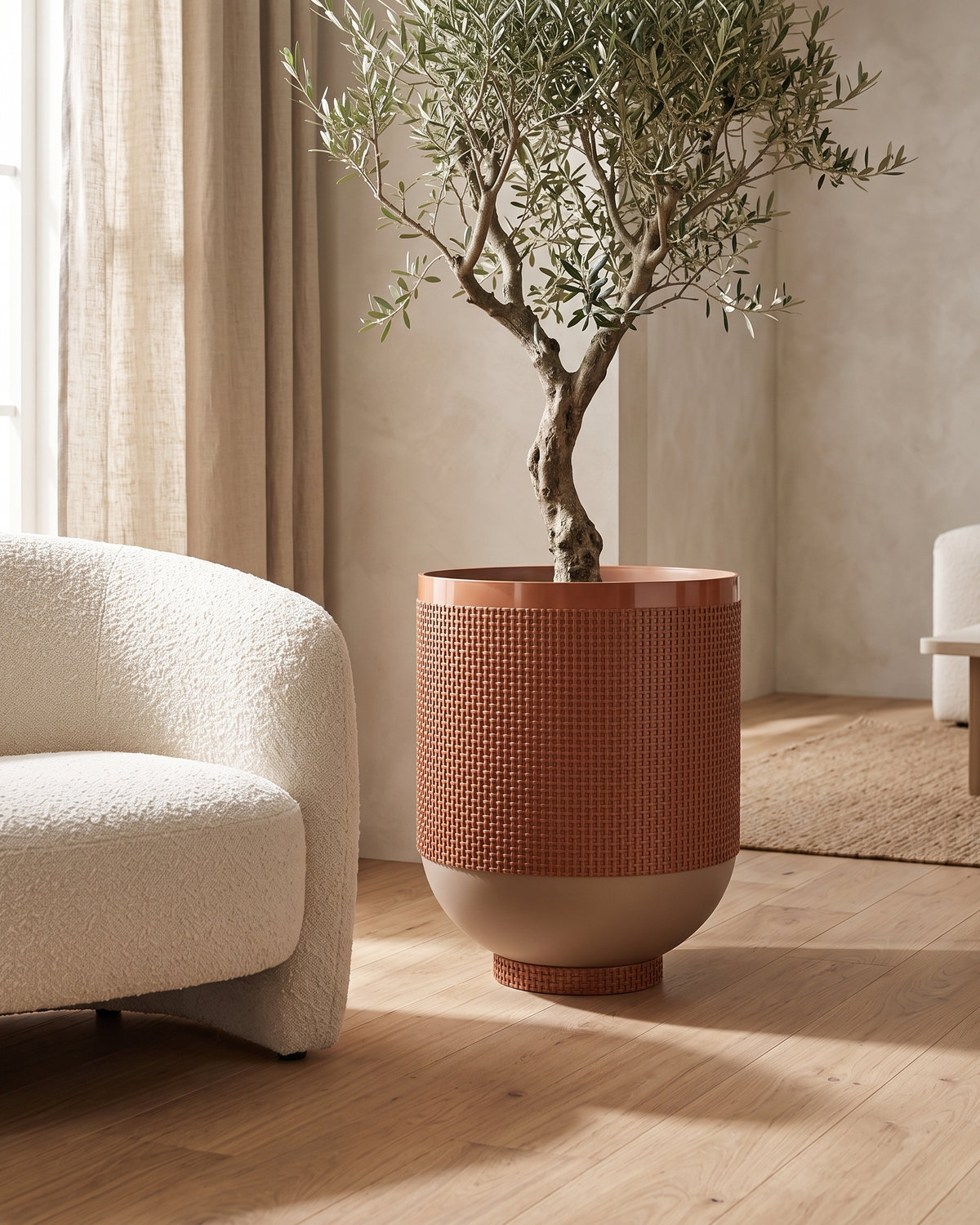 Woven-Texture Planter — styled interior scene, Bels & Pearl